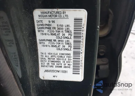 1997 Nissan Pathfinder Le/Se/Xe from USA, damaged, VIN JN8AR05Y3VW119291
